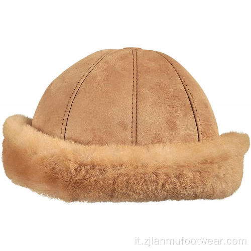 Cappelli di lana di pecora calorosamente in pelle genuina per donne